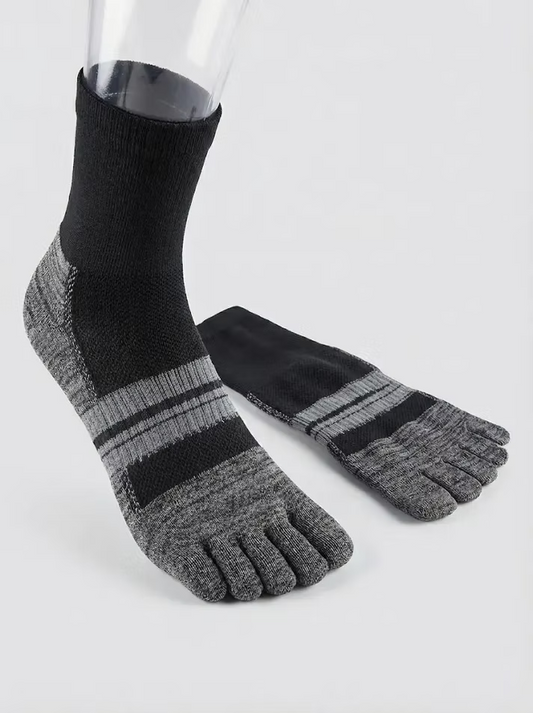 Mountain Tabi Five-Finger Crew Socks — Japanese Grip Socks for Hiking & Daily Wear